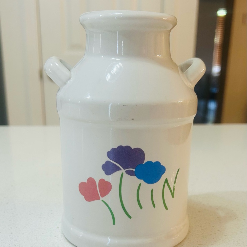 Vintage Floral White Ceramic Milk Jug